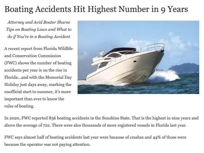 Boating Accidents Hit Highest Number in 9 Years