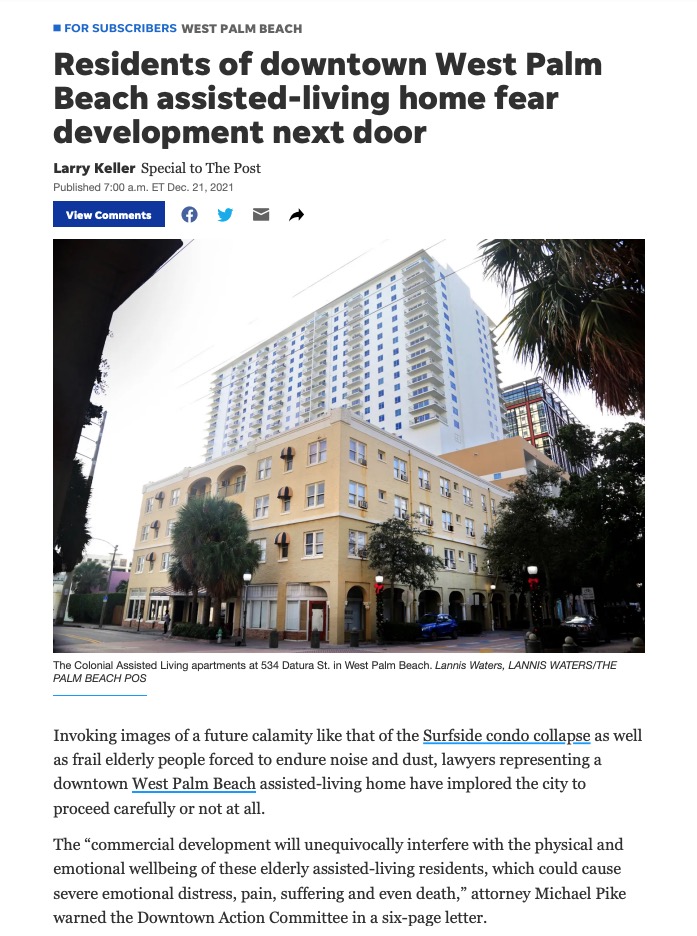 Residents Of Downtown West Palm Beach Assisted-living Home Fear Development Next Door