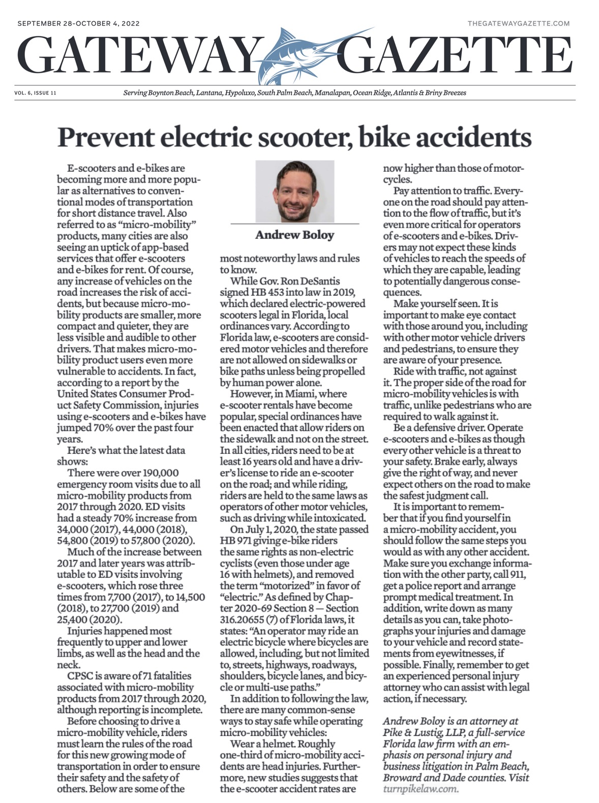 Prevent electric scooter, bike accidents
